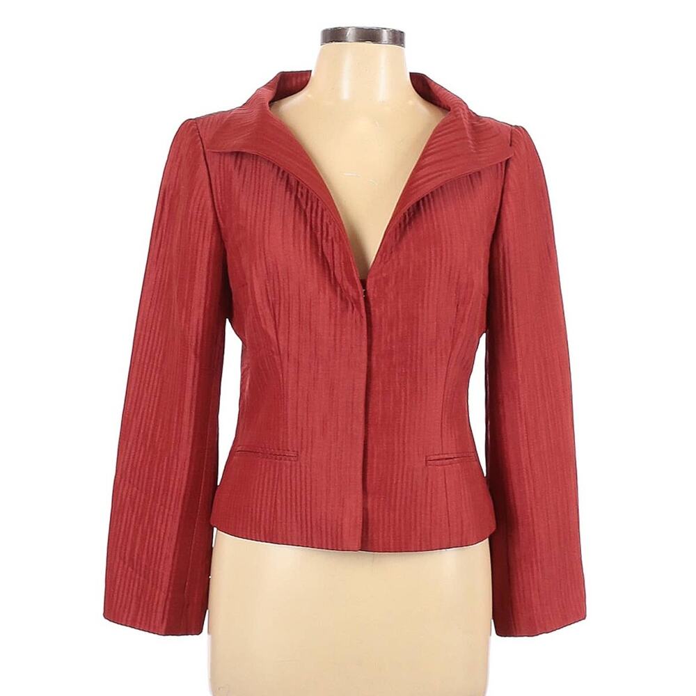 VTG Guy Laroche Silk Blazer Jacket Red 42‎ FR 10 US